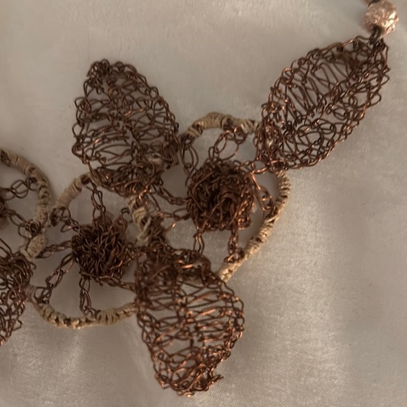 Elegant Handmade Brown Floral Necklace - Picture 2 of 6